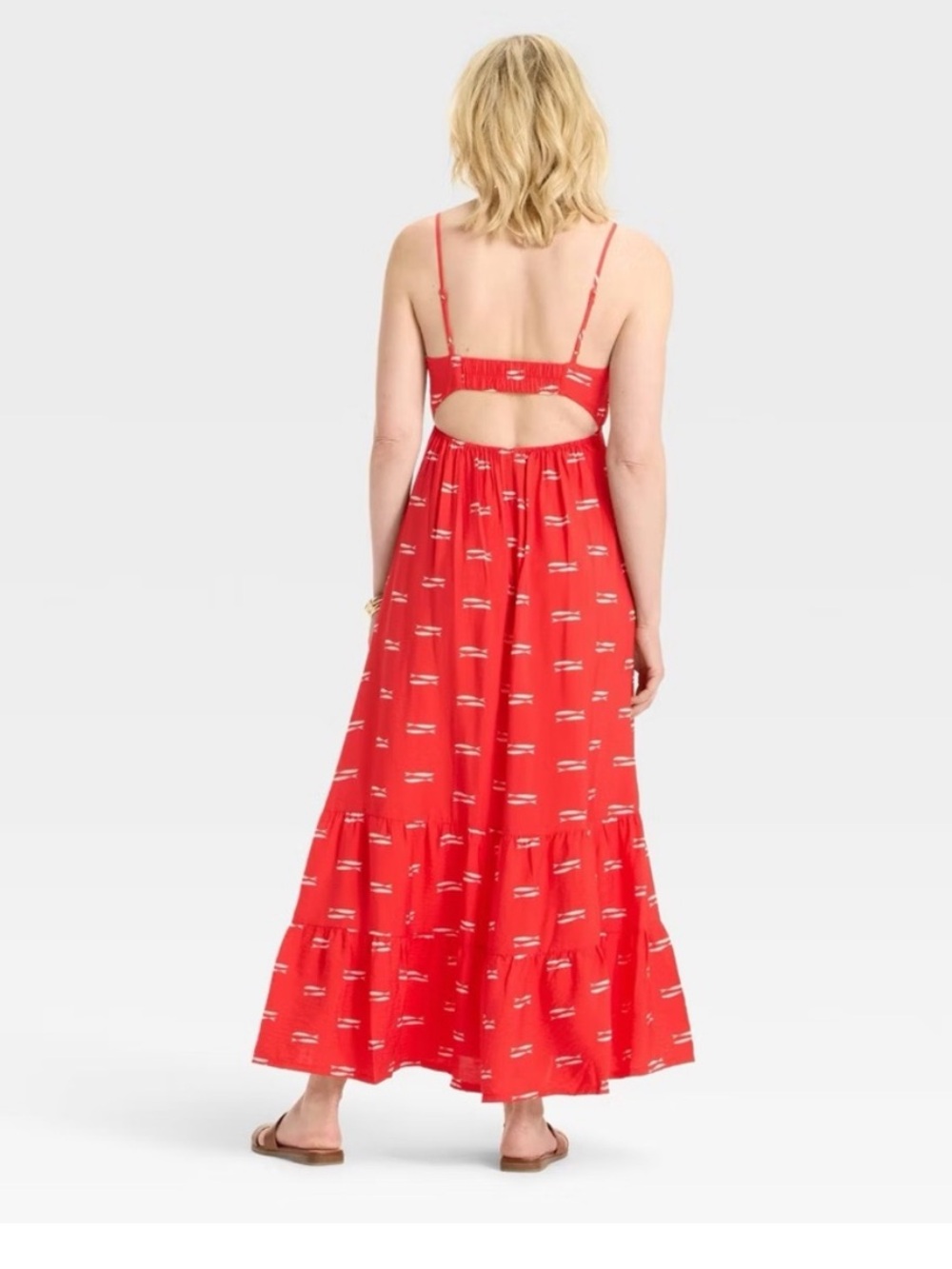 NWT A New Day Red Maxi Dress with White Print - Picture 7 of 7
